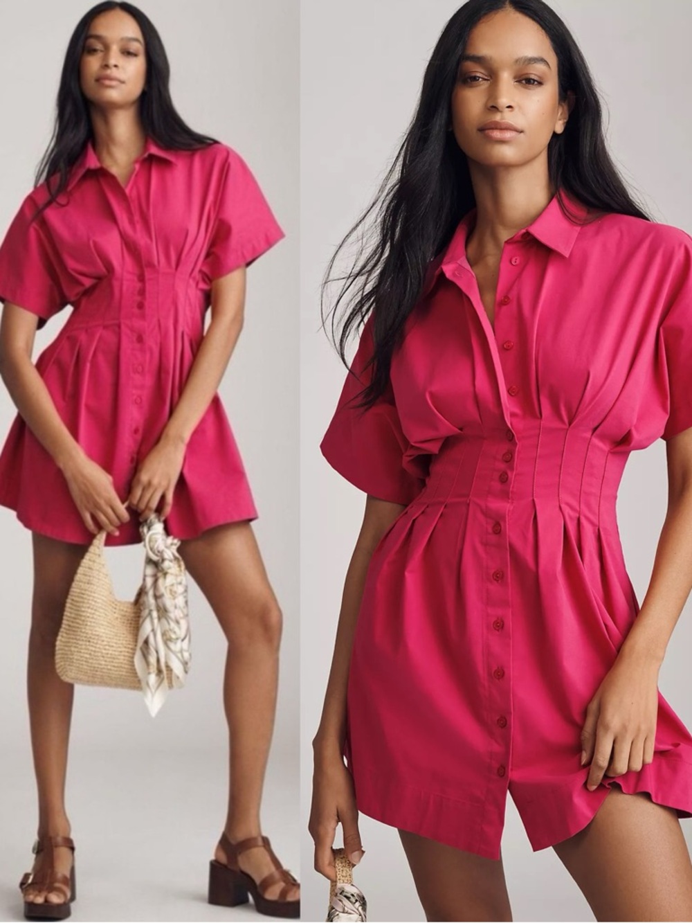 NWT Anthropologie Exquise The Tobie Mini Shirt Dress Pink